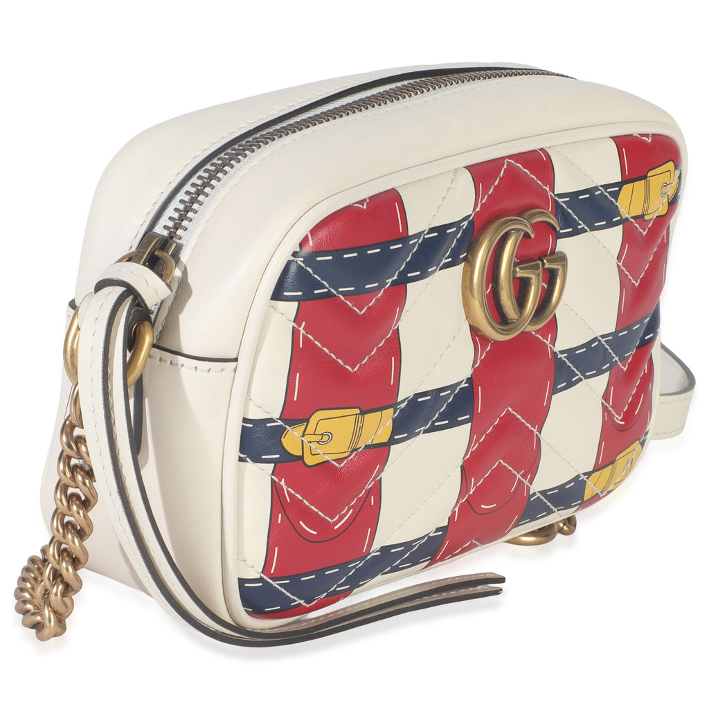 Gucci Trompe LOeil Print Calfskin Matelasse Small GG Marmont Camera Bag