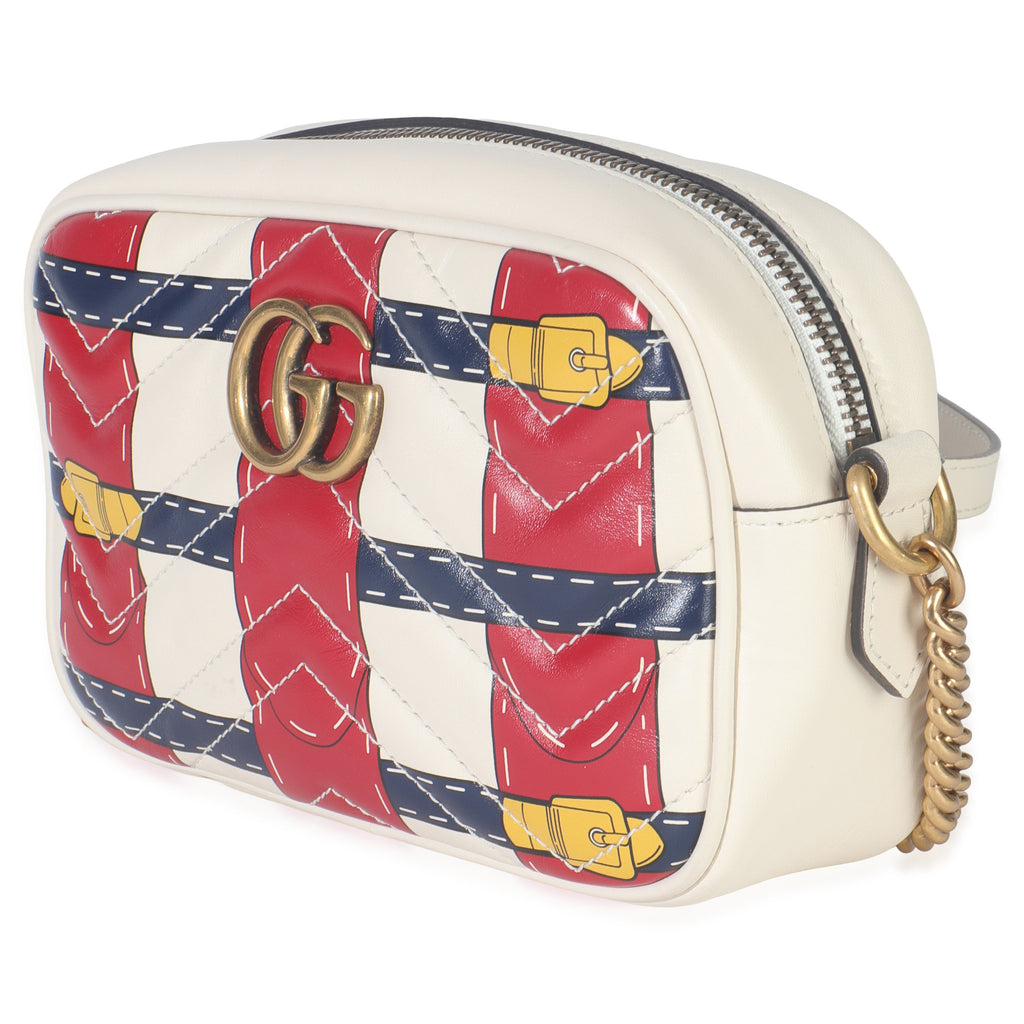 Gucci Trompe LOeil Print Calfskin Matelasse Small GG Marmont Camera Bag