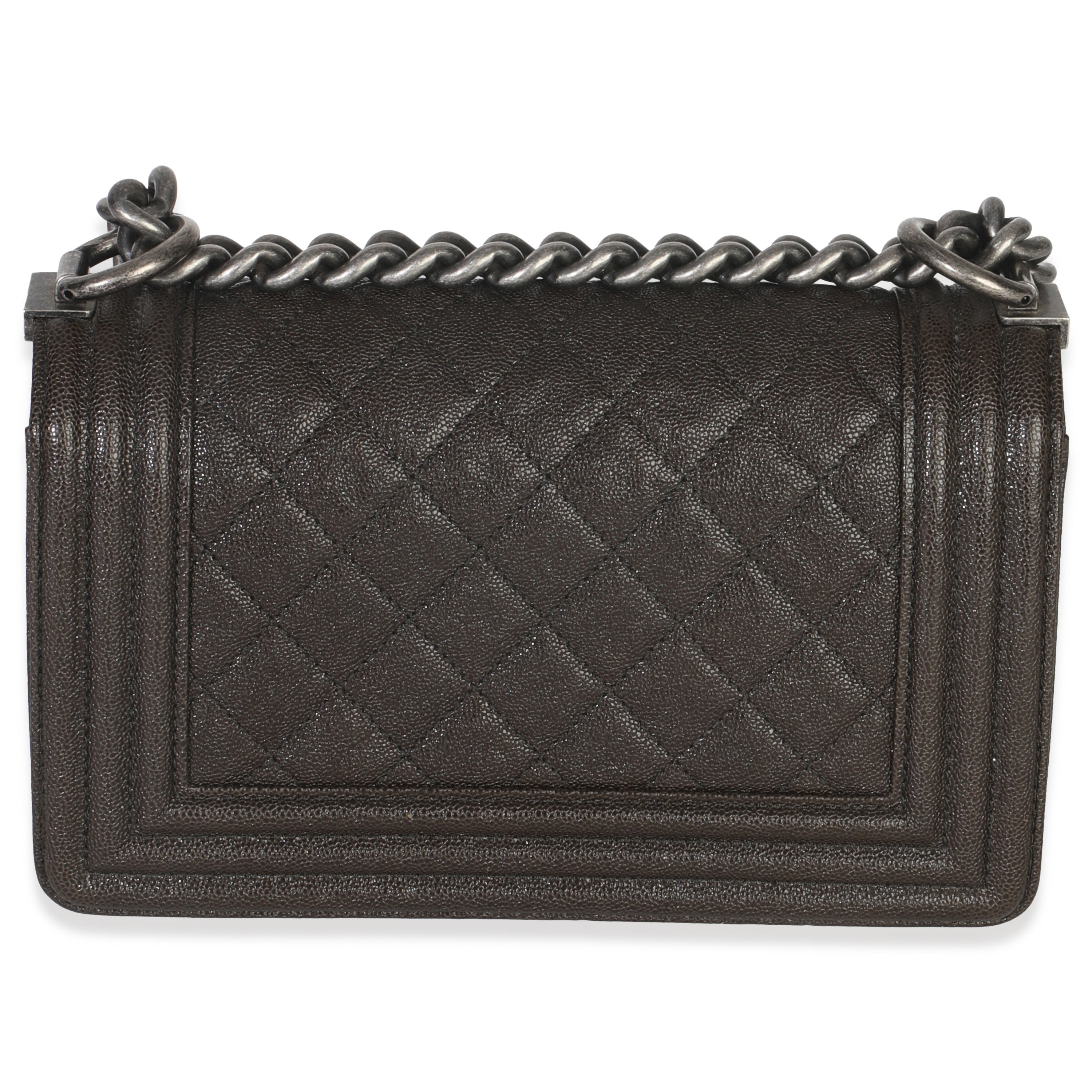 Chanel Brown Quilted Caviar Small Boy Handbag
