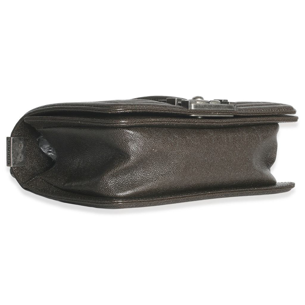 Chanel Brown Quilted Caviar Small Boy Handbag