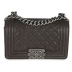 Chanel Brown Quilted Caviar Small Boy Handbag