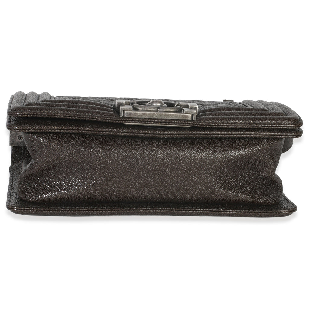 Chanel Brown Quilted Caviar Small Boy Handbag