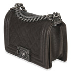 Chanel Brown Quilted Caviar Small Boy Handbag