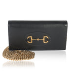 Gucci Black Azalea Calfskin Horsebit 1955 Wallet On Chain