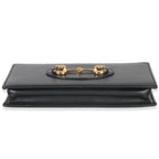 Gucci Black Azalea Calfskin Horsebit 1955 Wallet On Chain