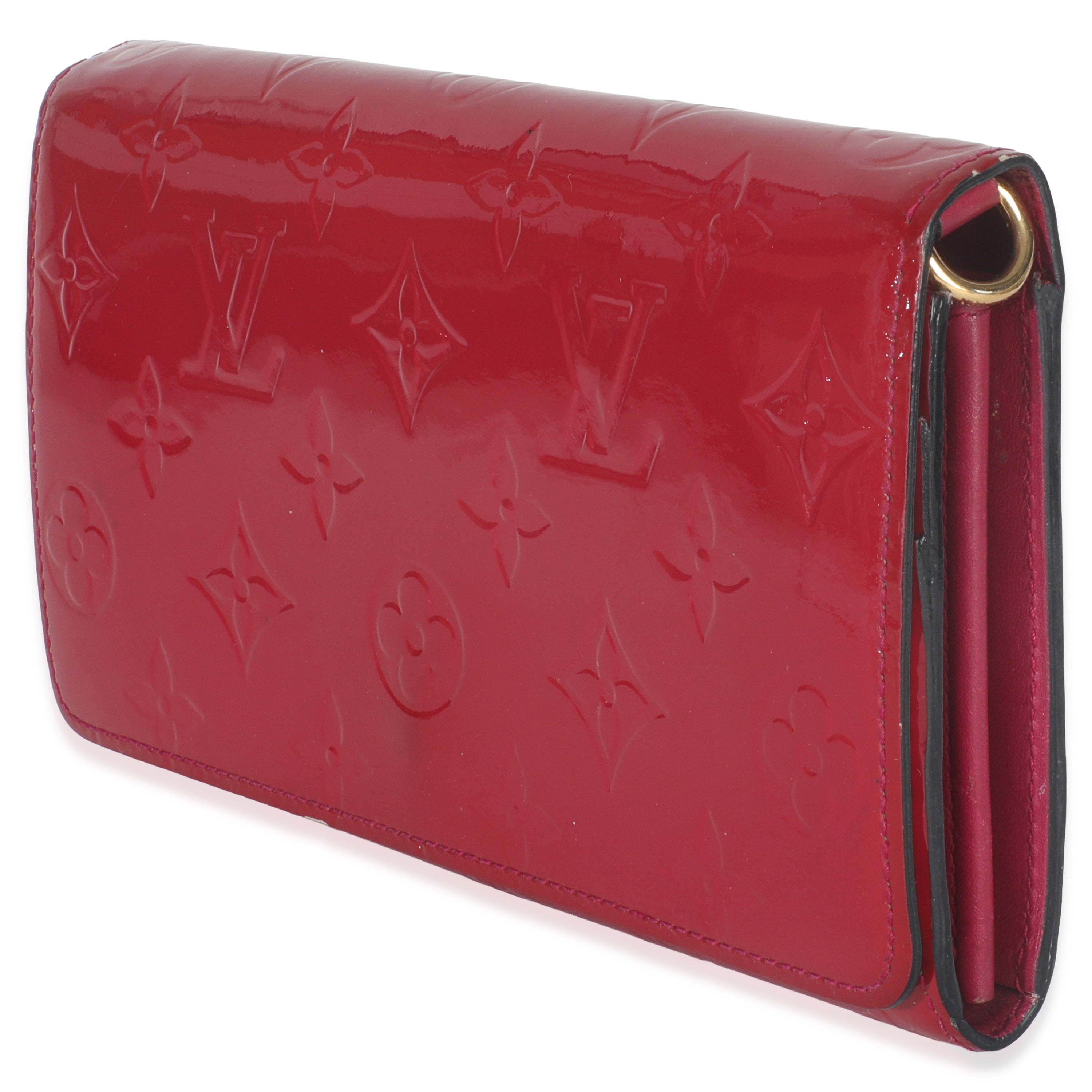 Louis Vuitton Rose Pop Monogram Vernis Sarah Chain Wallet