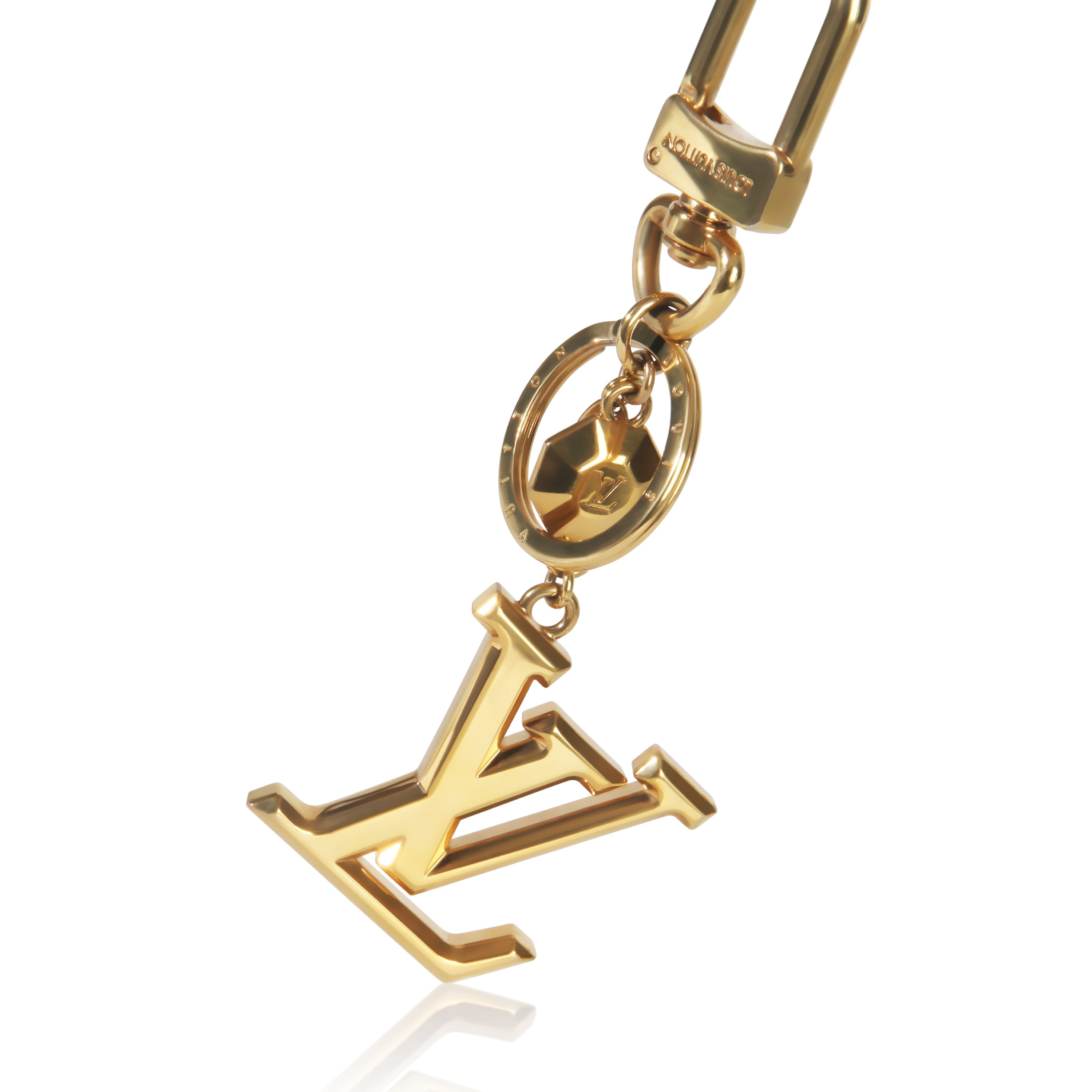 Louis Vuitton Gold Metal LV Facettes Bag Charm Key Holder