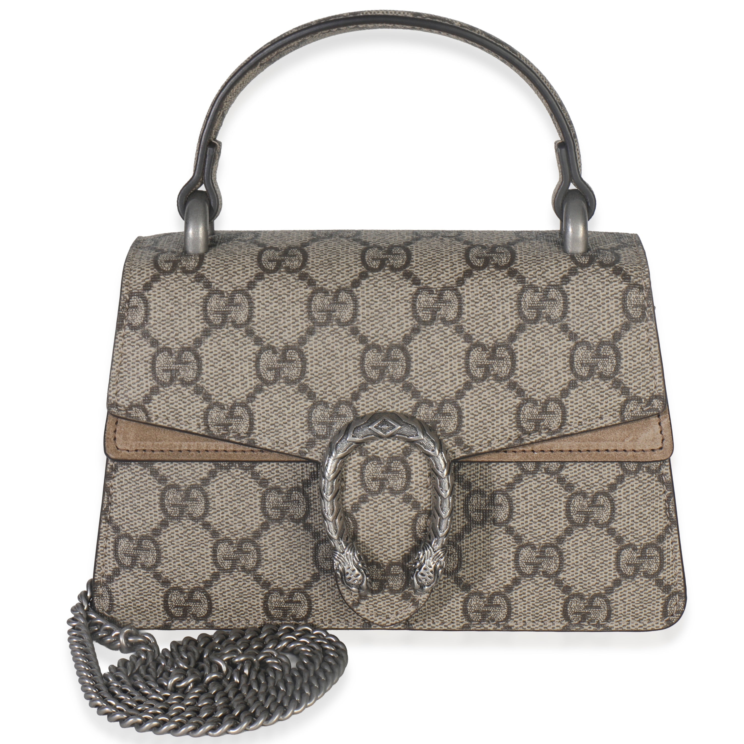 Gucci Beige GG Supreme Canvas Mini Dionysus Top Handle Bag