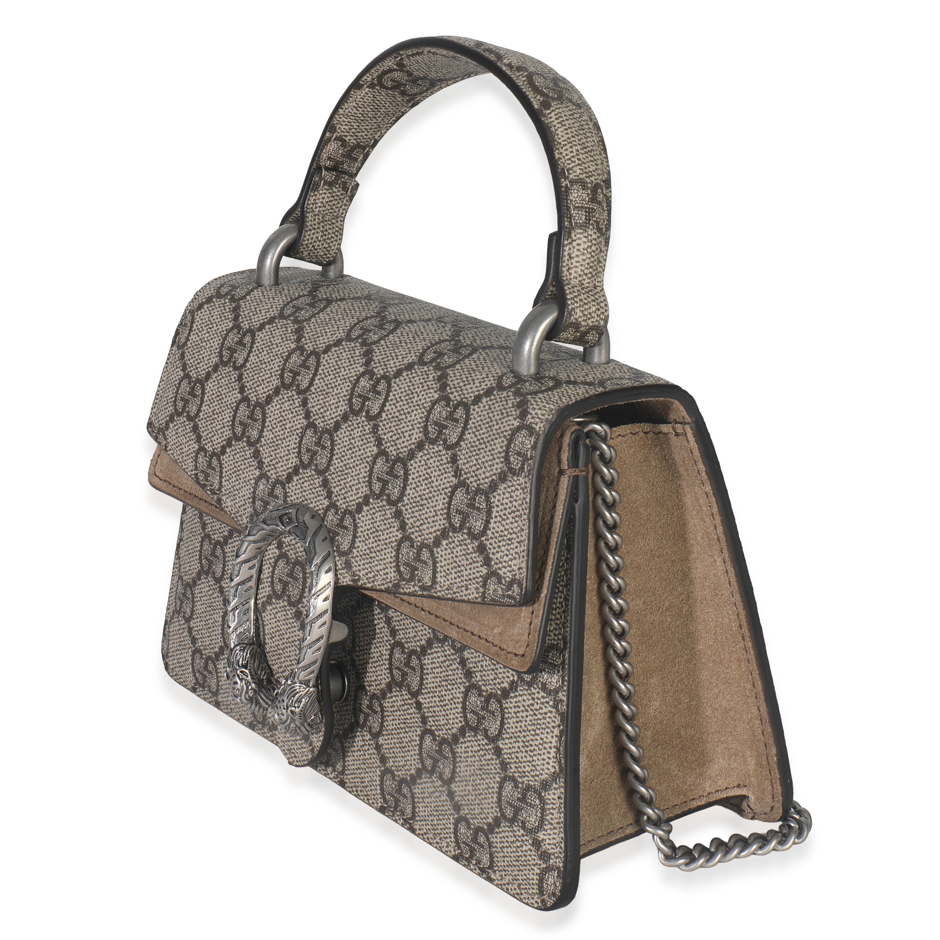 Gucci Beige GG Supreme Canvas Mini Dionysus Top Handle Bag