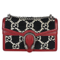 Gucci Black White Red Tweed GG Monogram Medium Dionysus Shoulder Bag