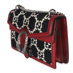 Gucci Black White Red Tweed GG Monogram Medium Dionysus Shoulder Bag