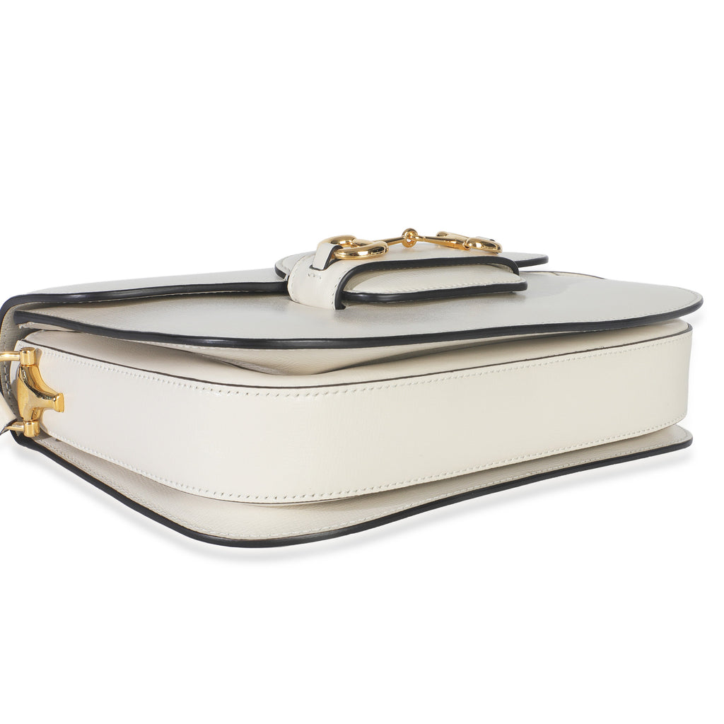 Gucci Mystic White Azalea Calfskin Horsebit Small 1955 Shoulder Bag
