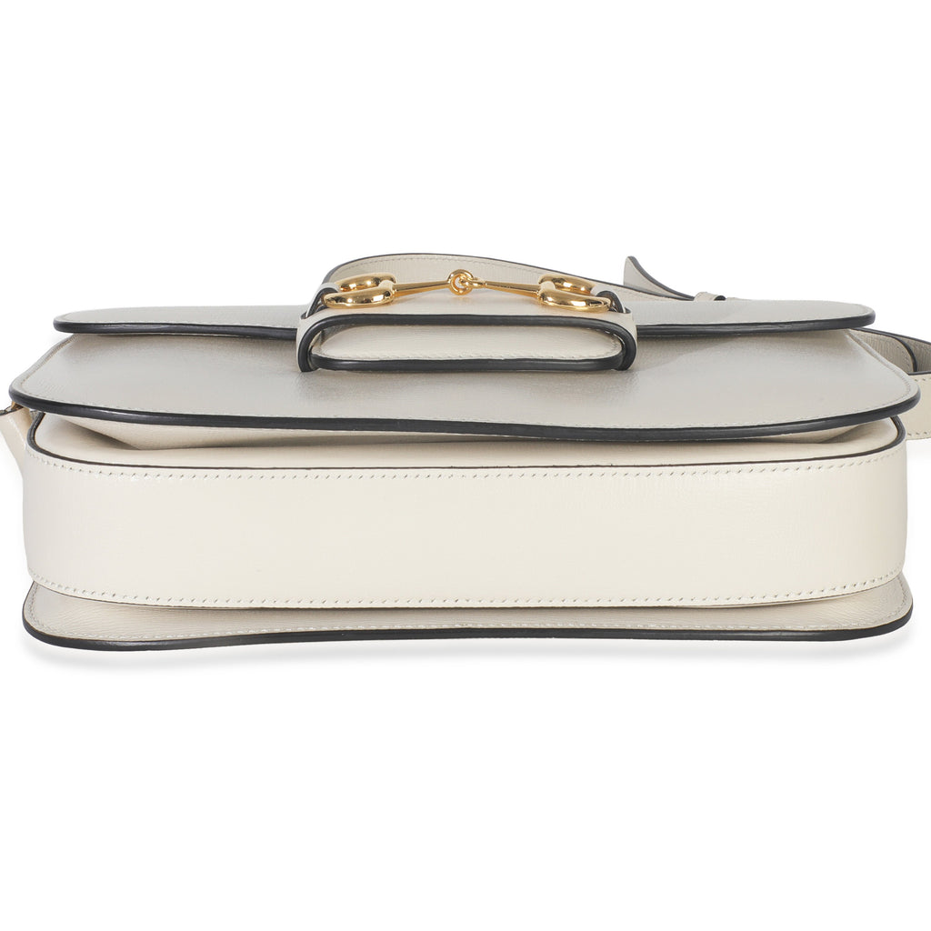 Gucci Mystic White Azalea Calfskin Horsebit Small 1955 Shoulder Bag