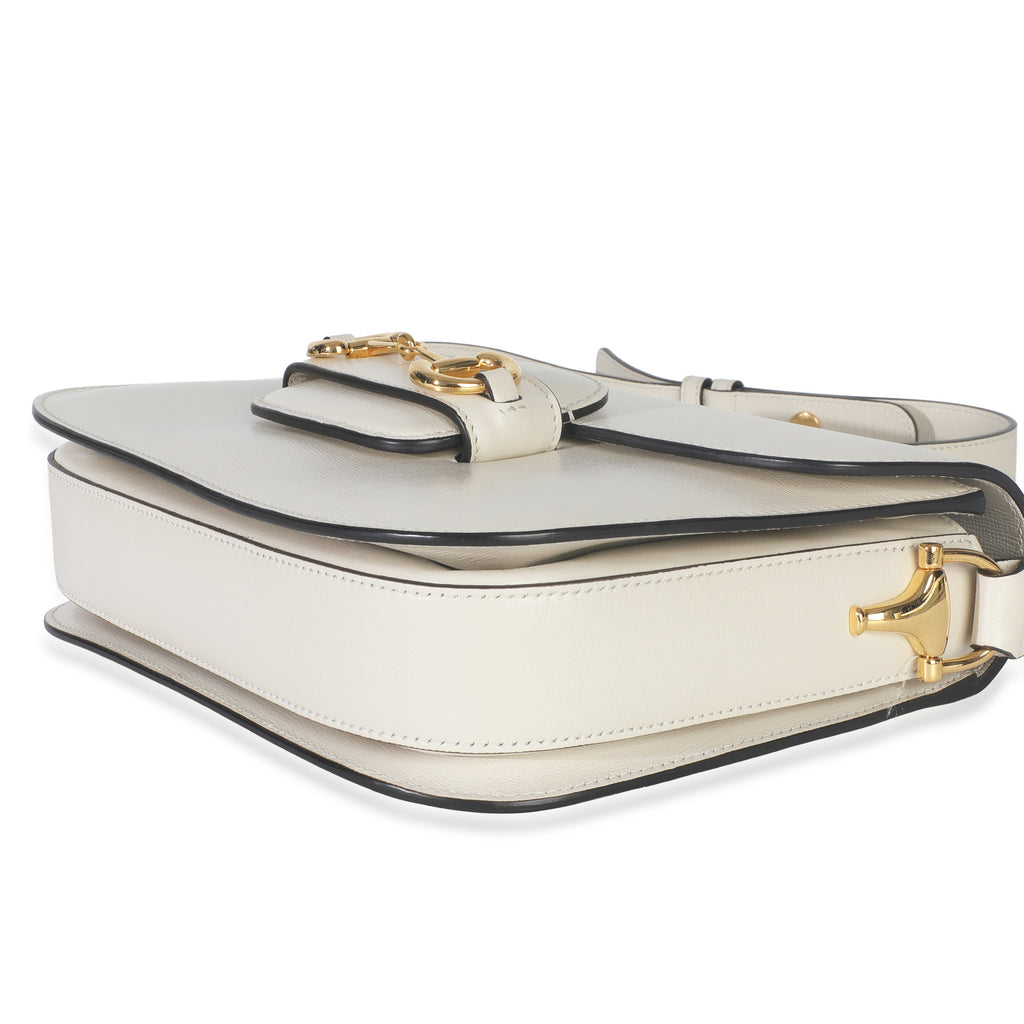 Gucci Mystic White Azalea Calfskin Horsebit Small 1955 Shoulder Bag