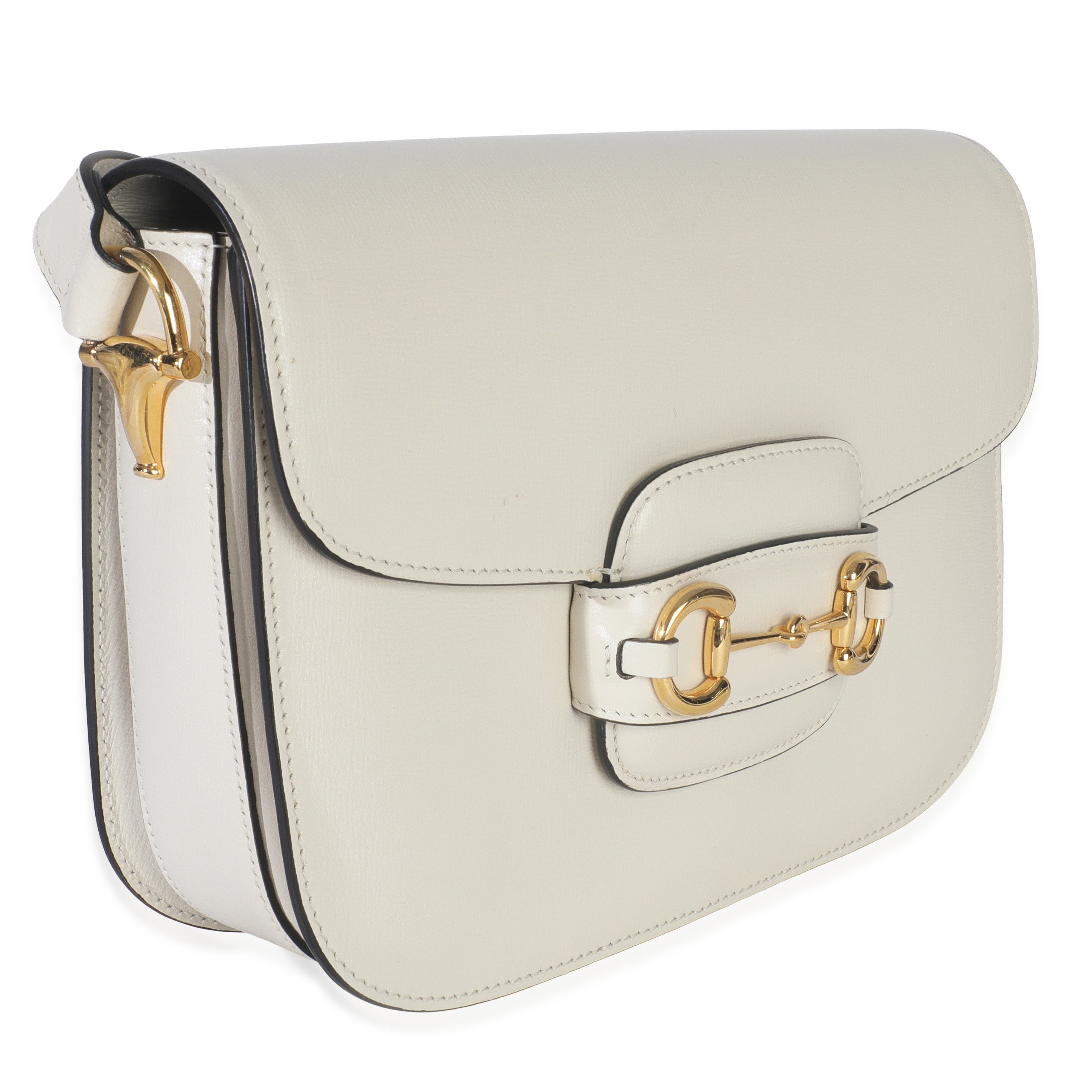 Gucci Mystic White Azalea Calfskin Horsebit Small 1955 Shoulder Bag