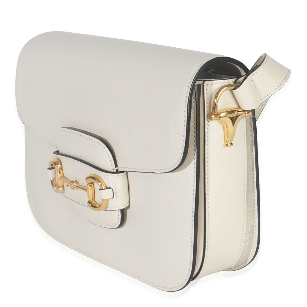 Gucci Mystic White Azalea Calfskin Horsebit Small 1955 Shoulder Bag