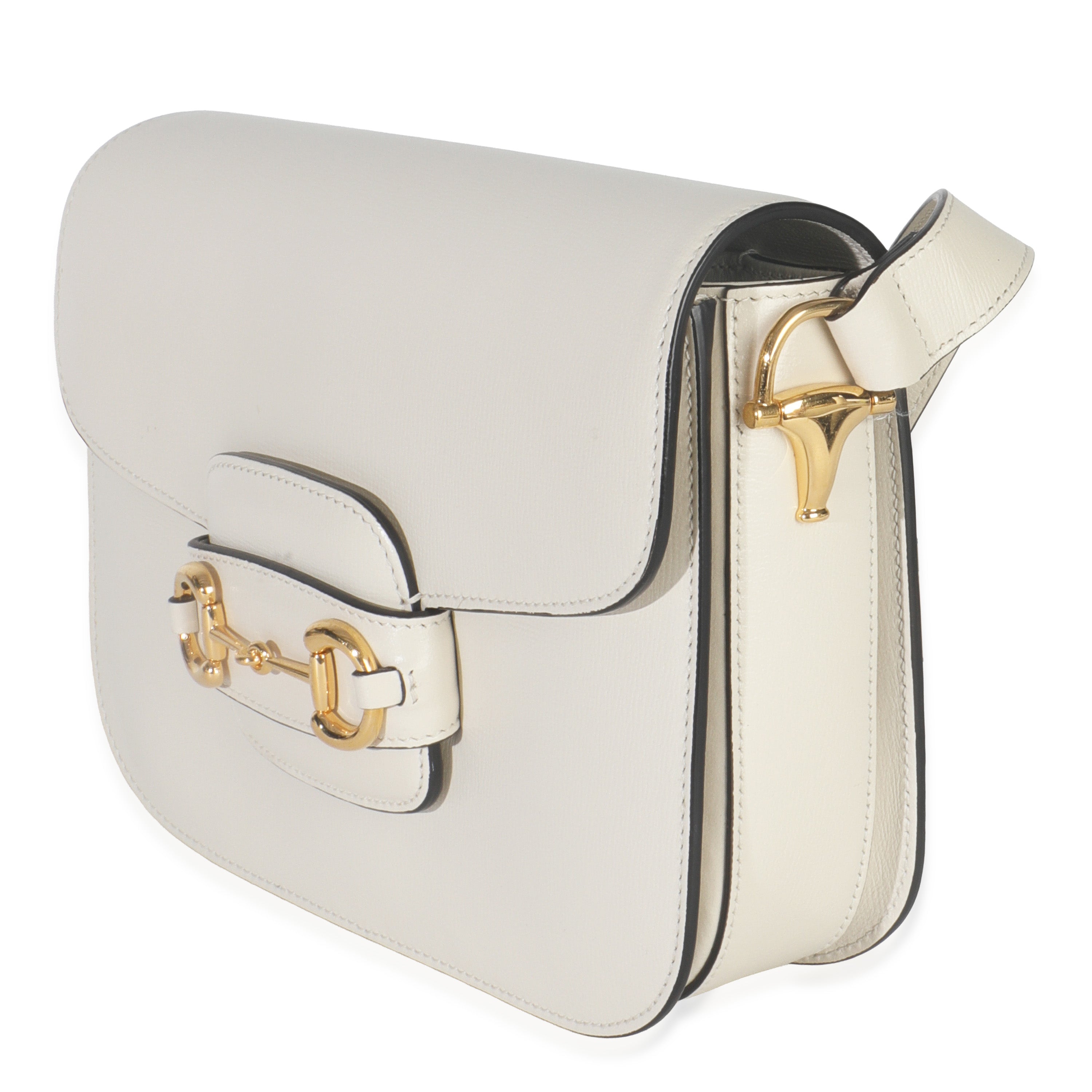 Gucci Mystic White Azalea Calfskin Horsebit Small 1955 Shoulder Bag