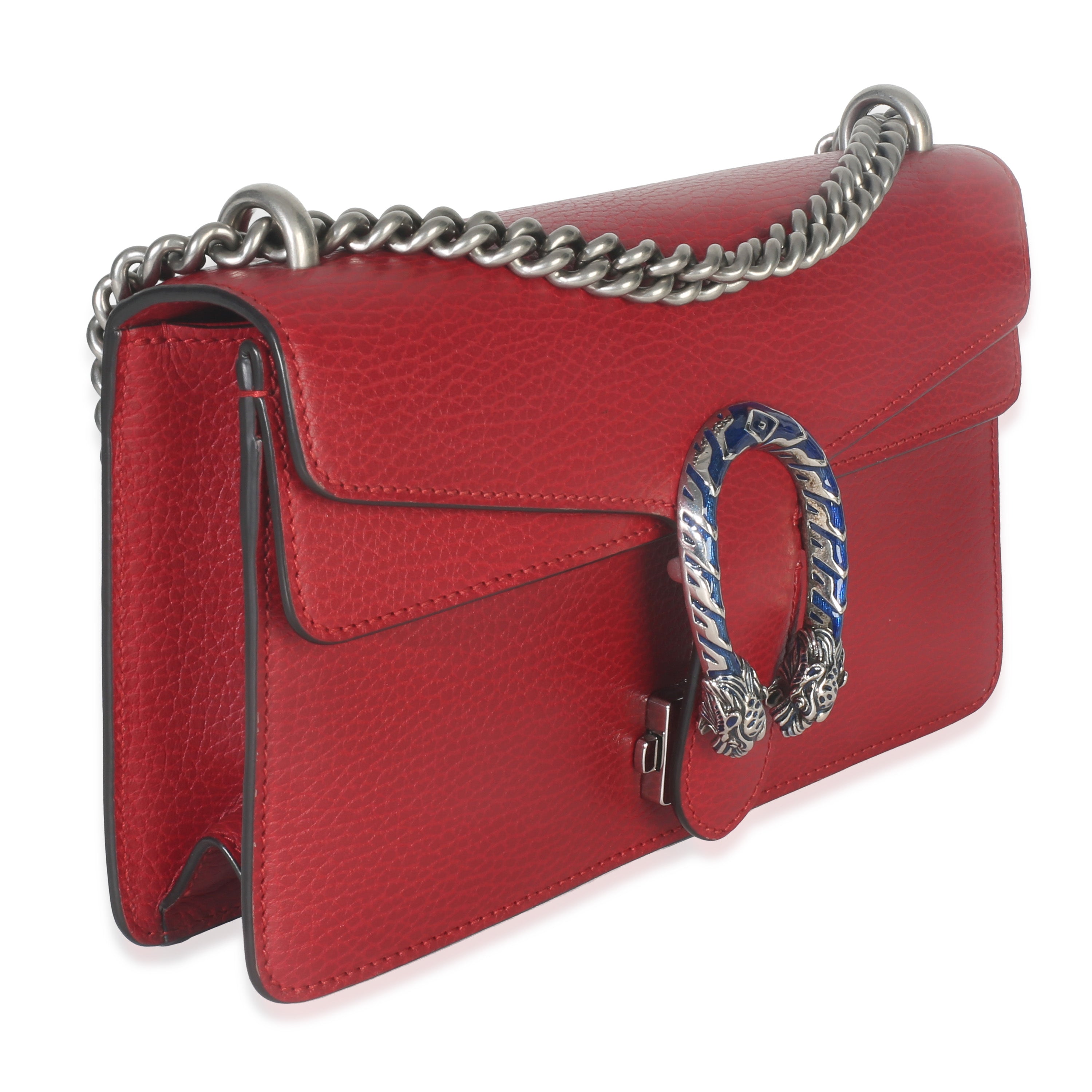 Gucci Red Pebbled Calfskin Small Dionysus Shoulder Bag