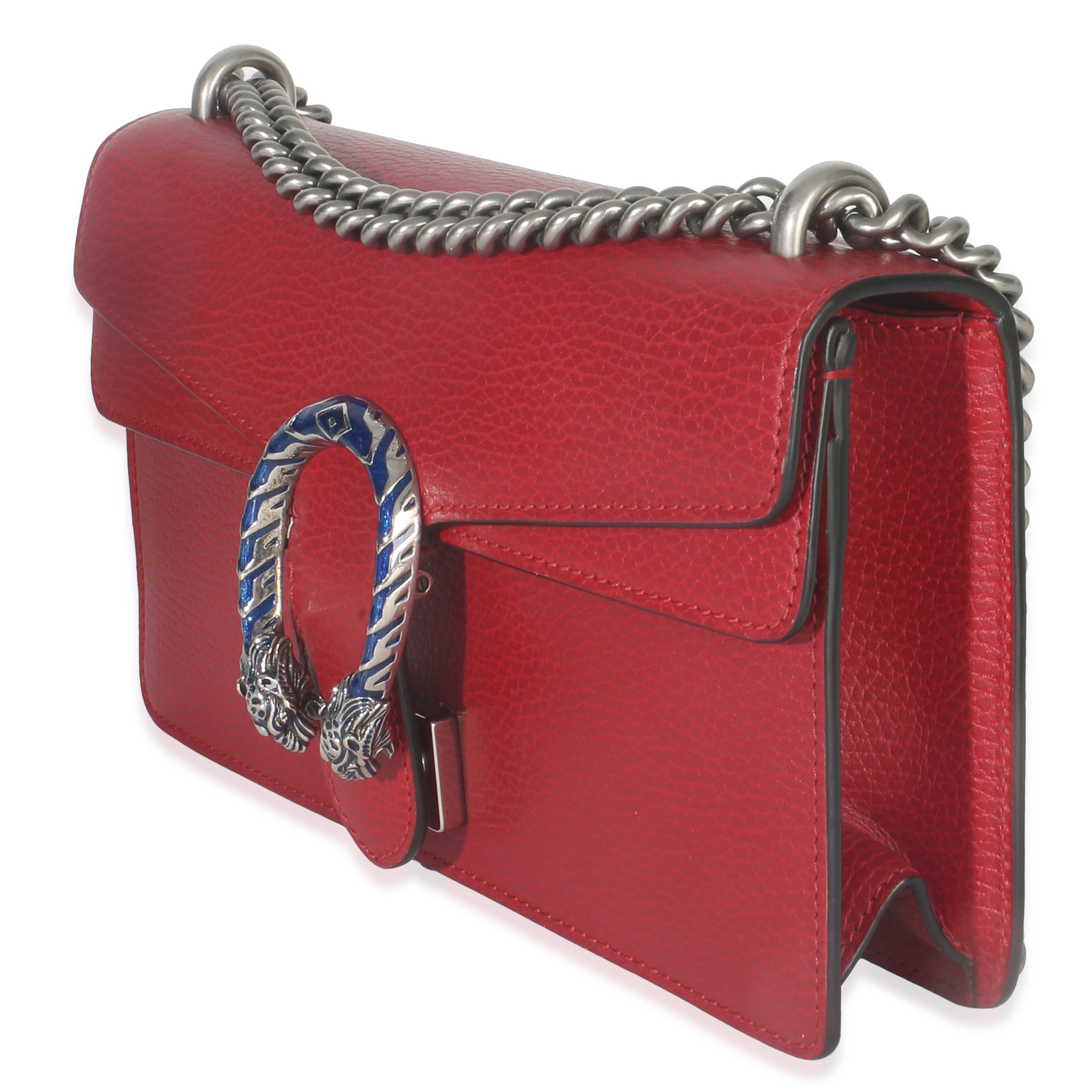 Gucci Red Pebbled Calfskin Small Dionysus Shoulder Bag