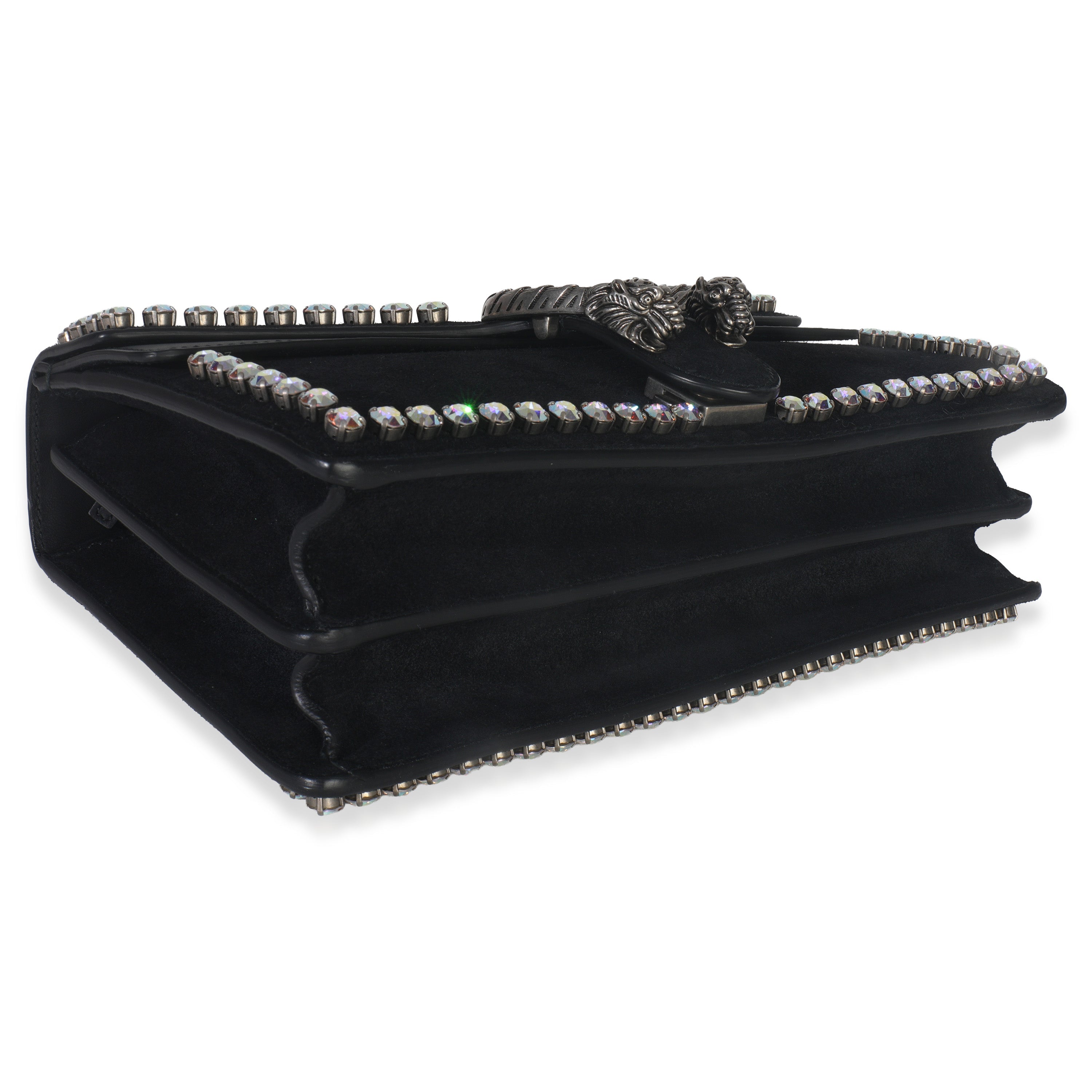 Gucci Black Suede Crystal Small Dionysus Shoulder Bag