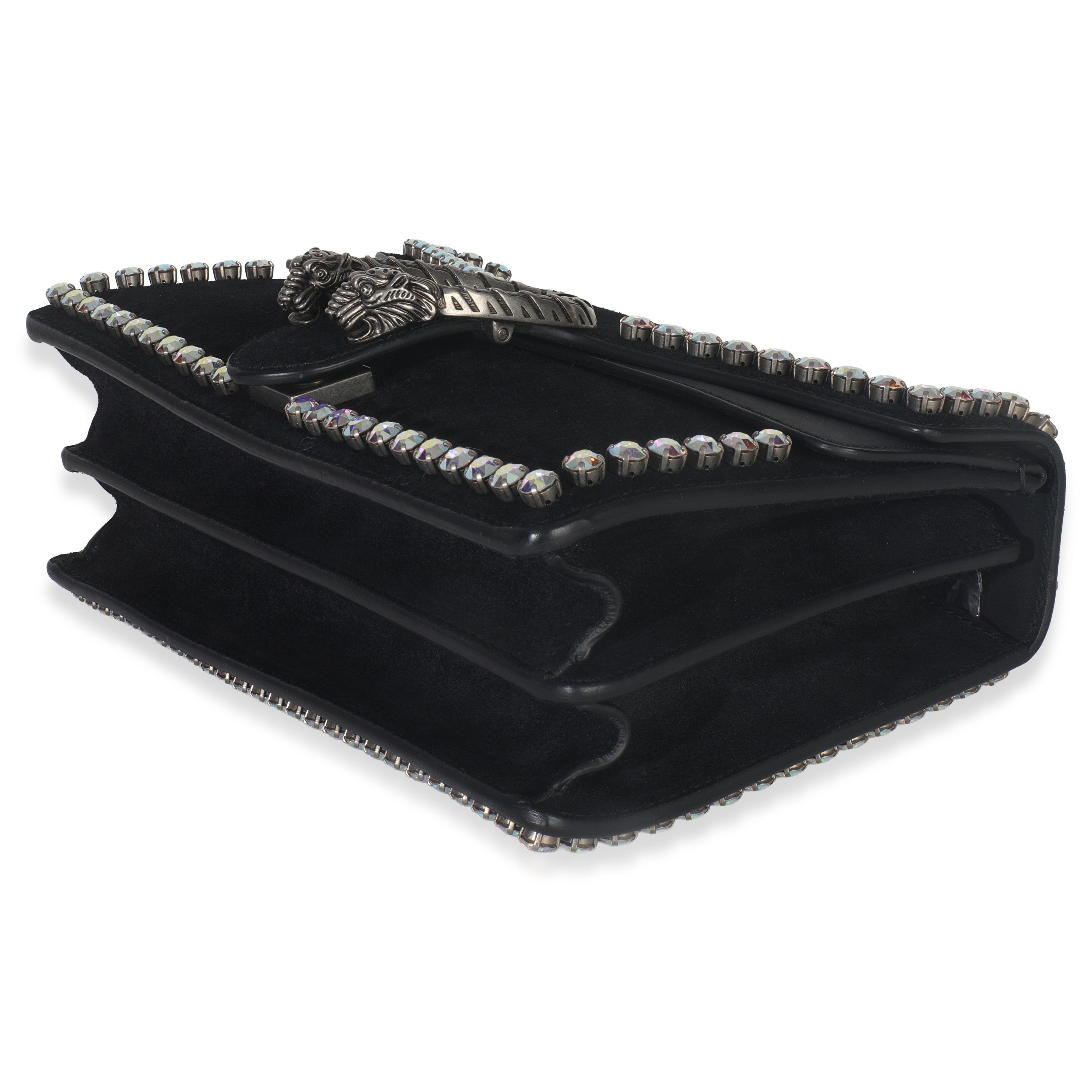 Gucci Black Suede Crystal Small Dionysus Shoulder Bag