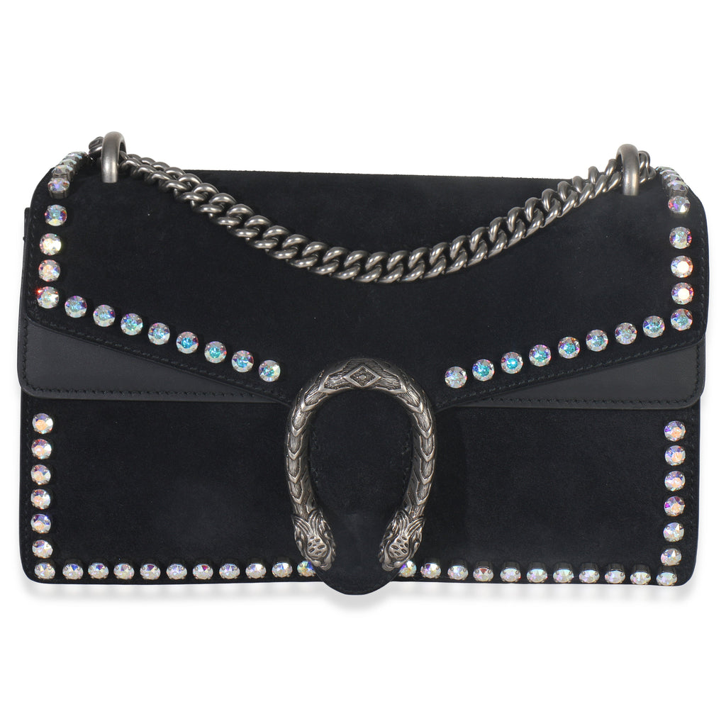 Gucci Black Suede Crystal Small Dionysus Shoulder Bag