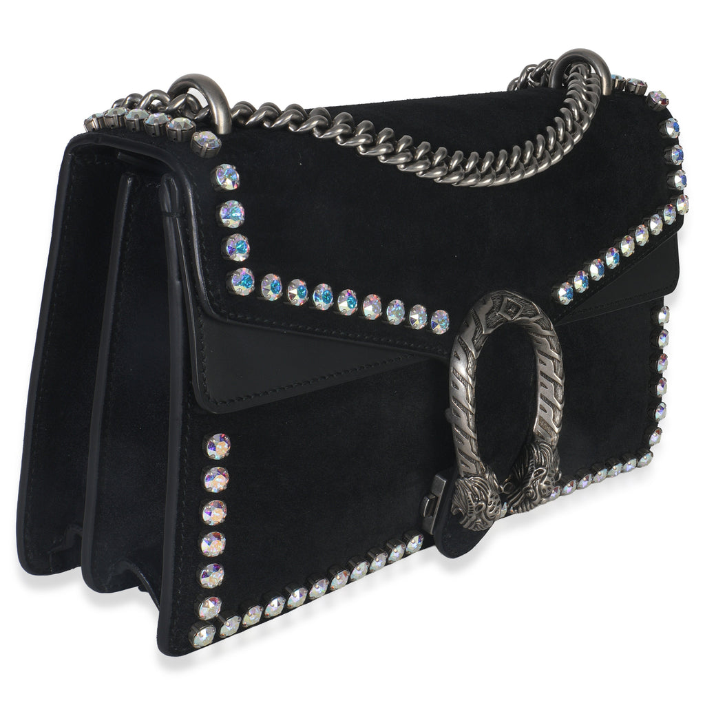 Gucci Black Suede Crystal Small Dionysus Shoulder Bag