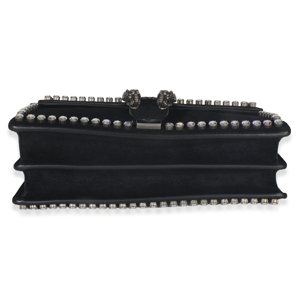 Gucci Black Suede Crystal Small Dionysus Shoulder Bag