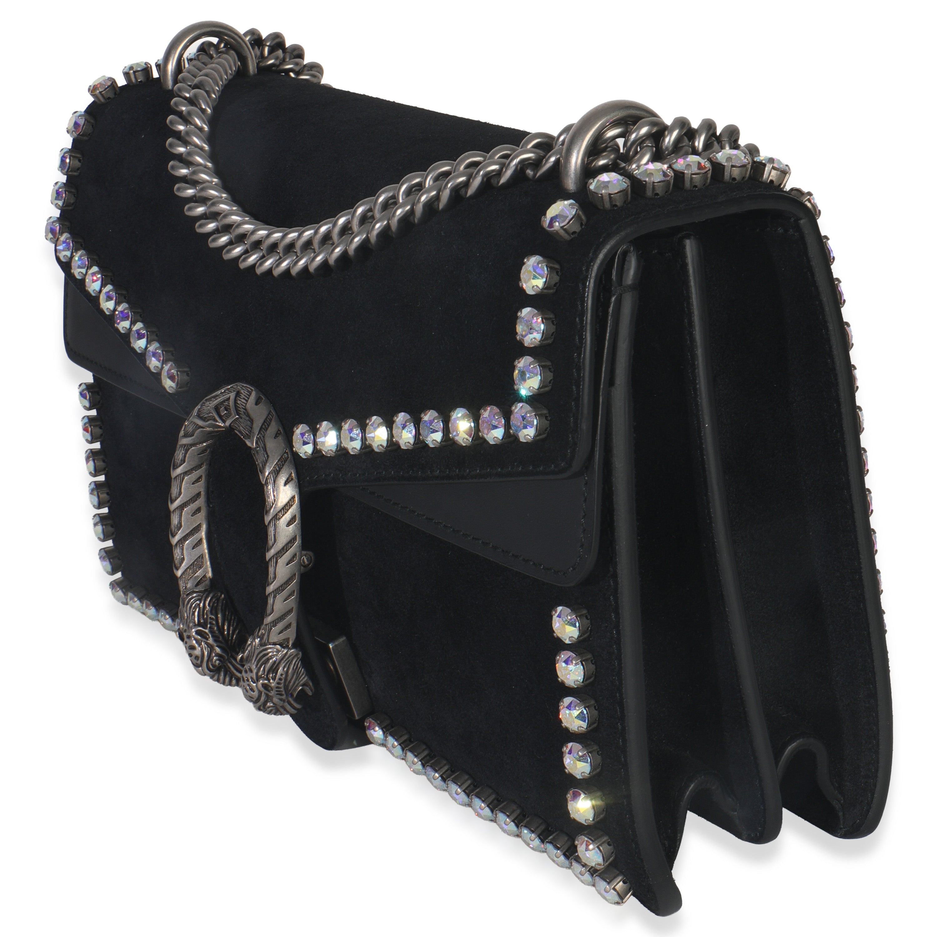 Gucci Black Suede Crystal Small Dionysus Shoulder Bag