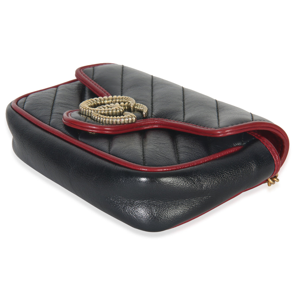 Gucci Black Matelasse Calfskin Torchon Super Mini Marmont Bag