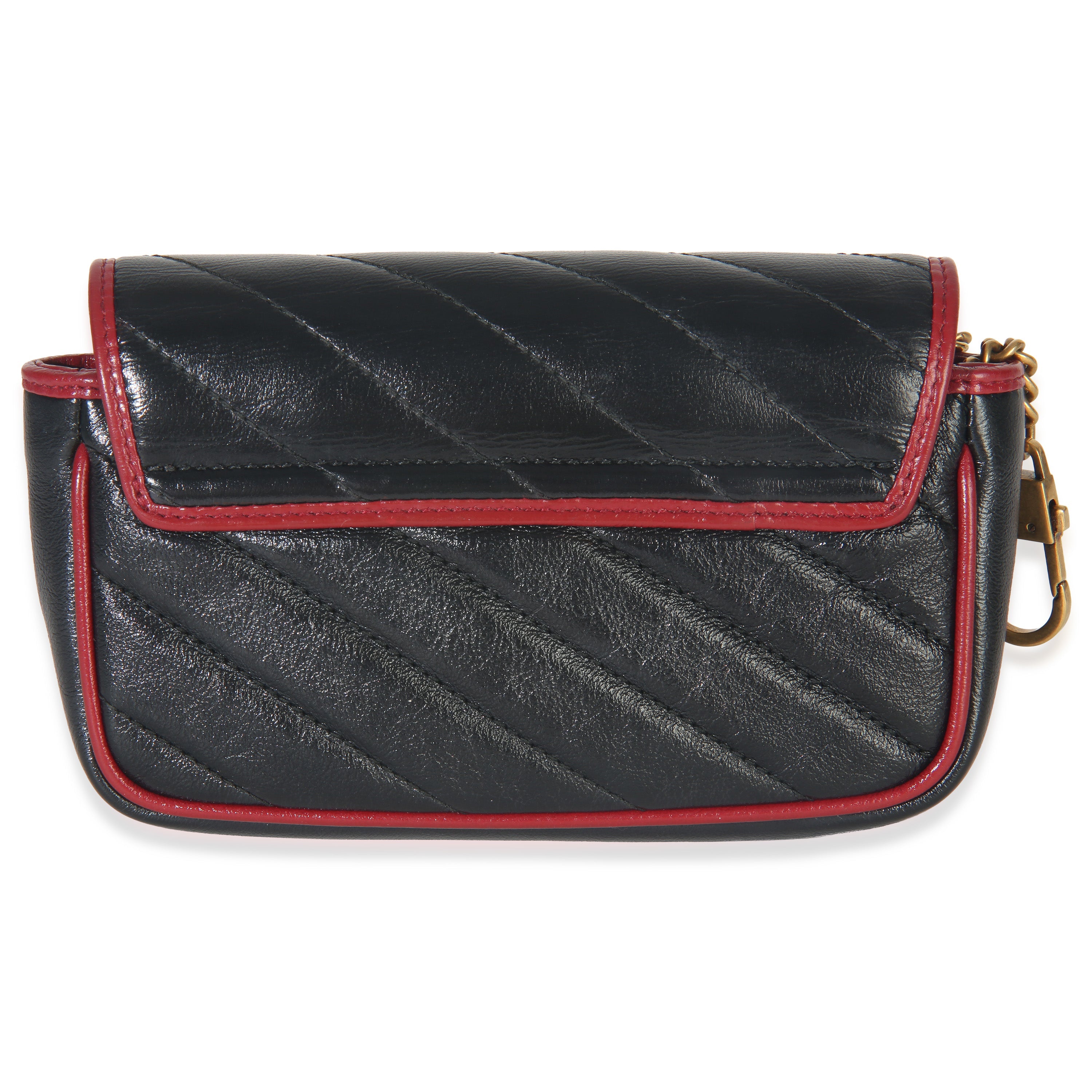 Gucci Black Matelasse Calfskin Torchon Super Mini Marmont Bag