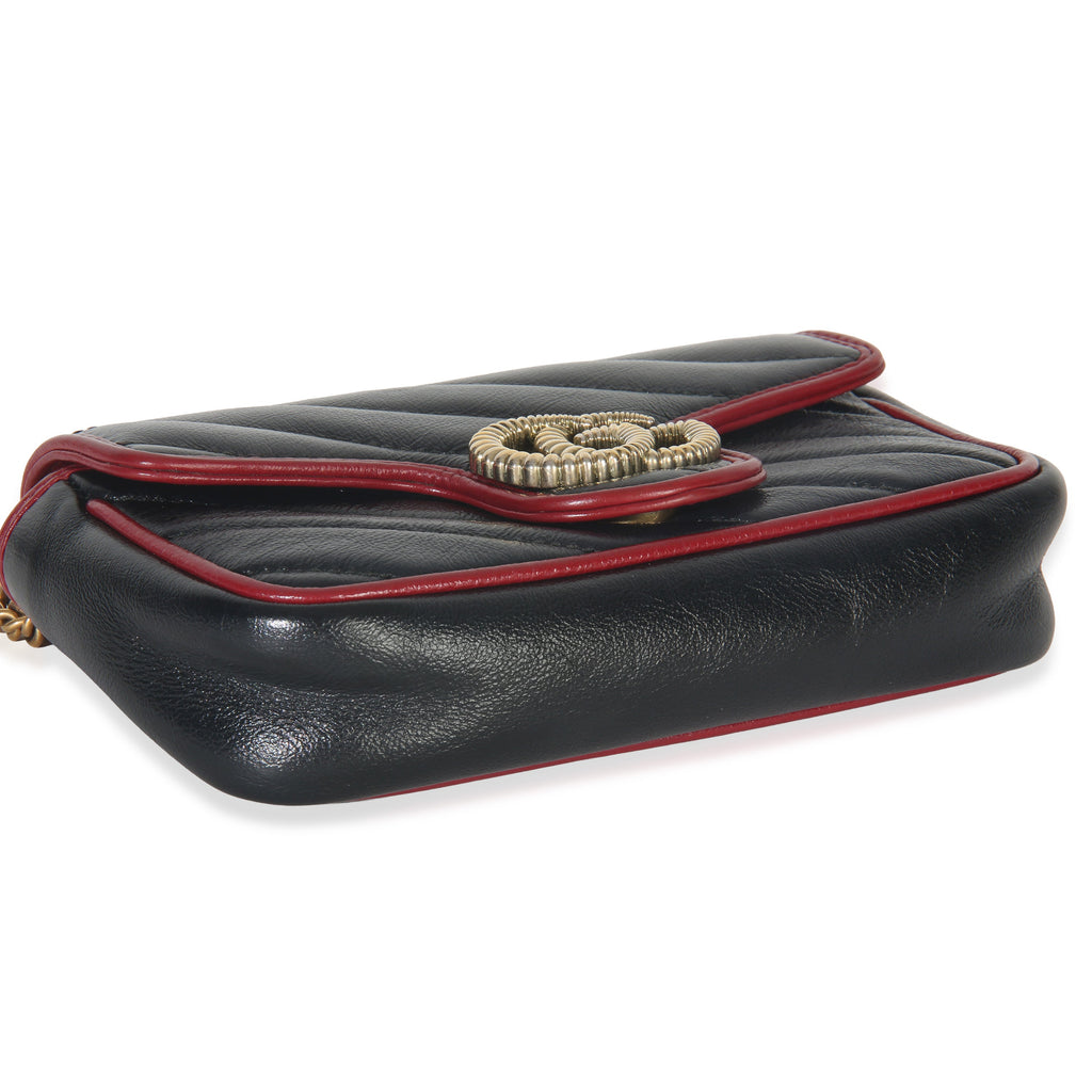 Gucci Black Matelasse Calfskin Torchon Super Mini Marmont Bag