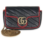 Gucci Black Matelasse Calfskin Torchon Super Mini Marmont Bag