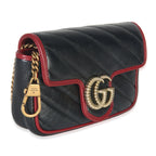 Gucci Black Matelasse Calfskin Torchon Super Mini Marmont Bag