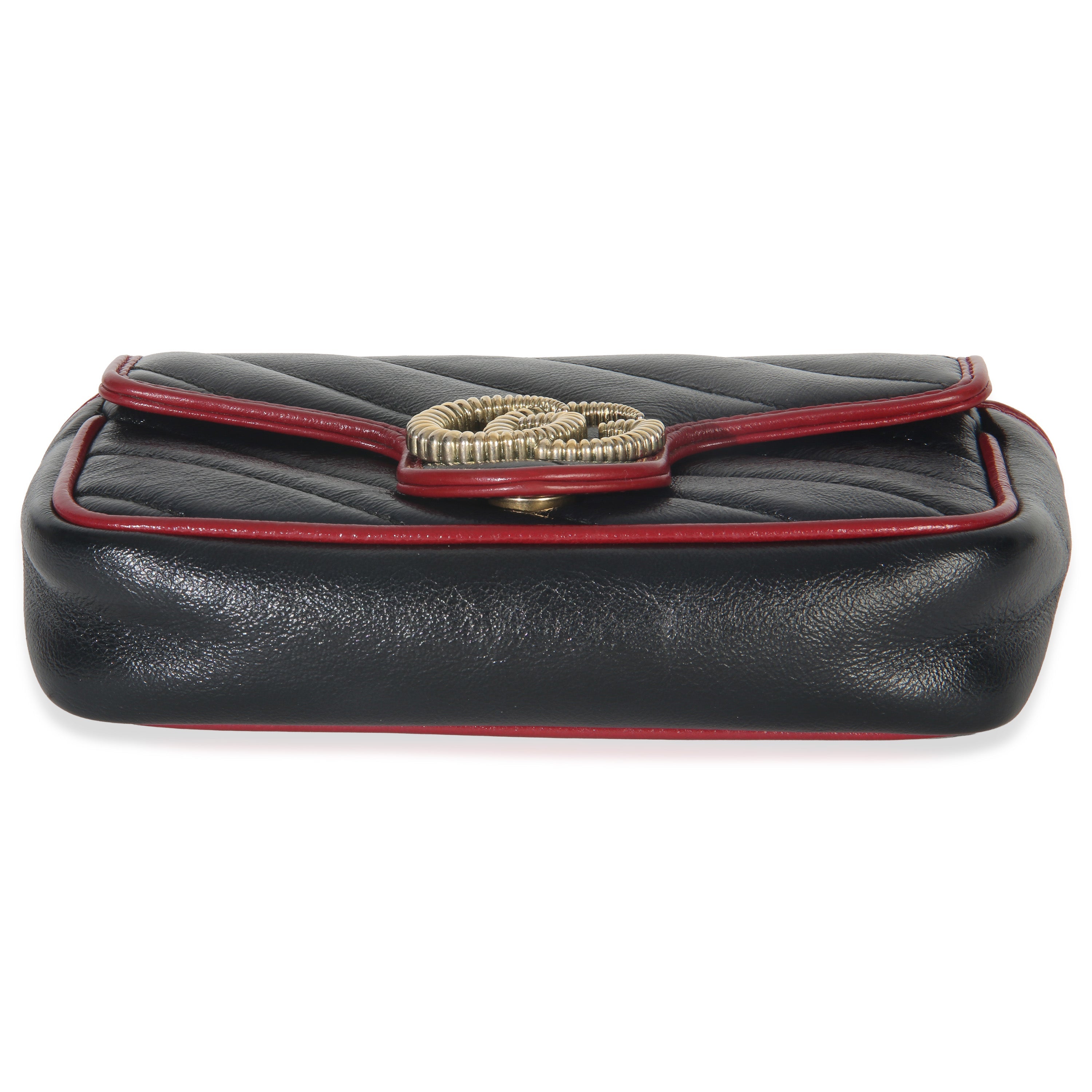Gucci Black Matelasse Calfskin Torchon Super Mini Marmont Bag