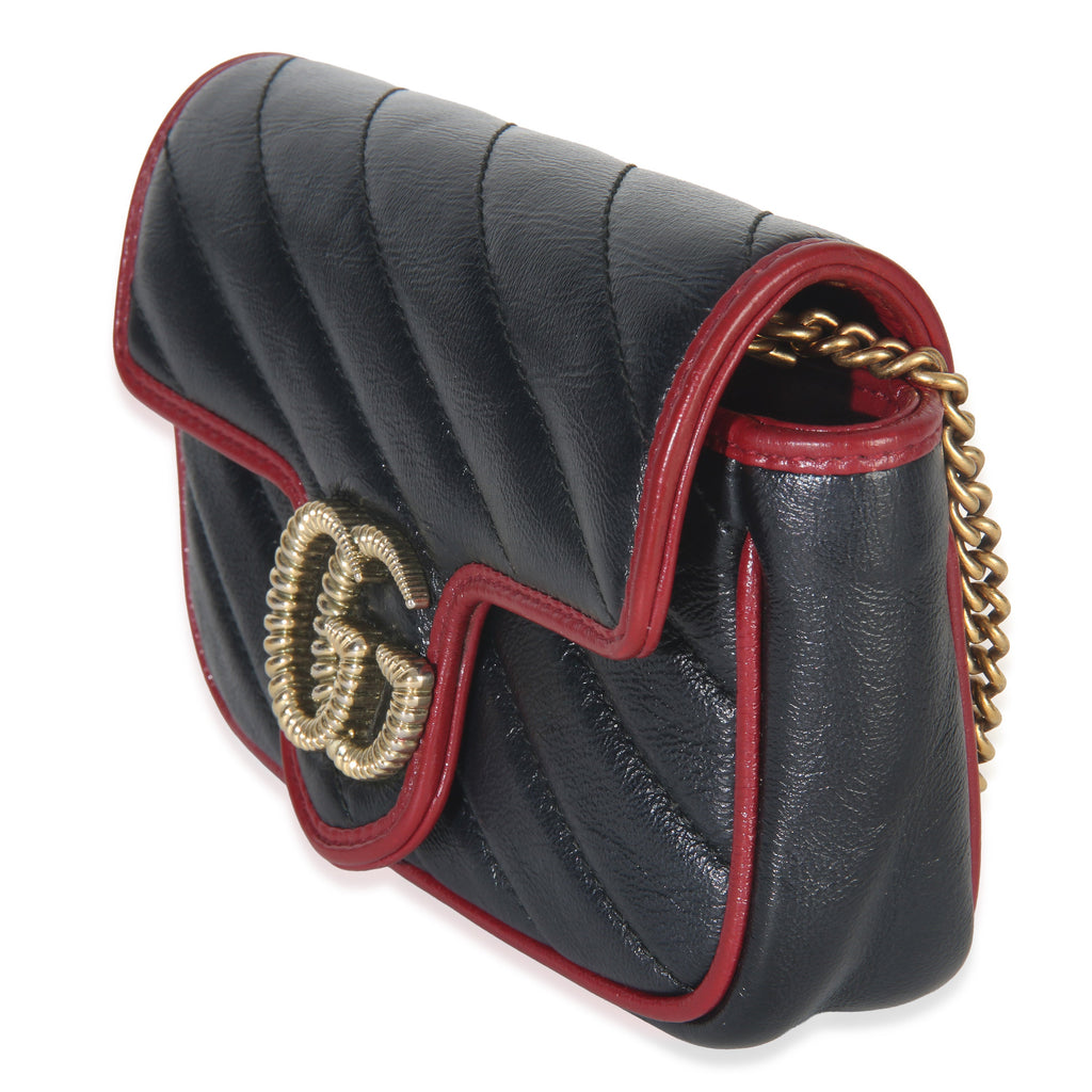 Gucci Black Matelasse Calfskin Torchon Super Mini Marmont Bag