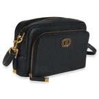 Christian Dior Black Grained Calfskin Caro Double Pouch