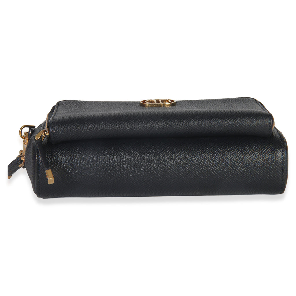 Christian Dior Black Grained Calfskin Caro Double Pouch