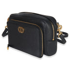 Christian Dior Black Grained Calfskin Caro Double Pouch