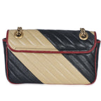 Gucci Black Beige Matelasse Calfskin Torchon Small Marmont Shoulder Bag