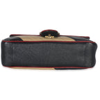 Gucci Black Beige Matelasse Calfskin Torchon Small Marmont Shoulder Bag