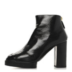 Chanel Shiny Crumpled Calfskin CC Cap Toe Ankle Boots 35.5 Black