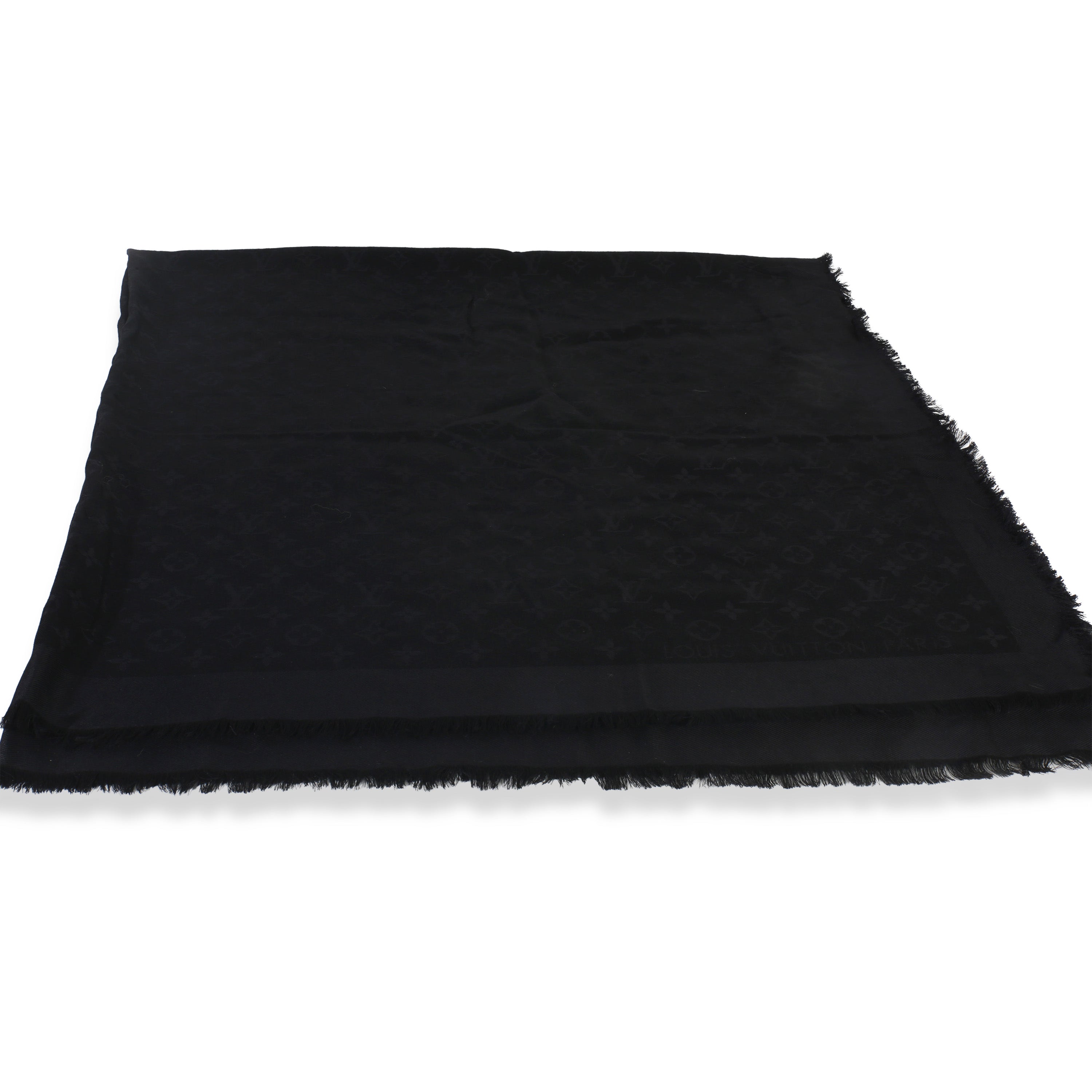 Louis Vuitton Black Silk Wool Monogram Shine Shawl
