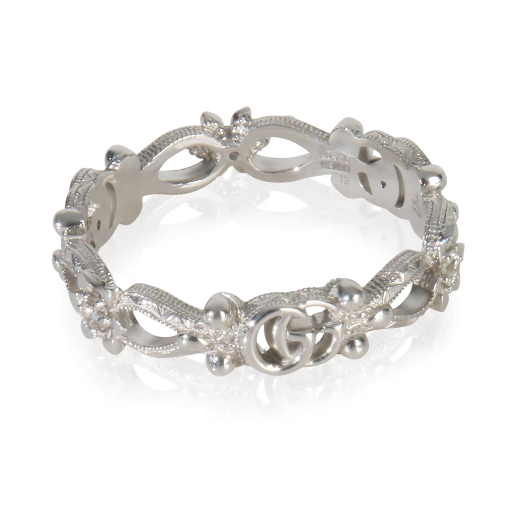 Gucci White Gold Diamond Flora Double G & Flower Ring