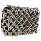 Chanel Black Gold Metal Pearl Embellished Mini Flap Bag