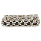 Chanel Black Gold Metal Pearl Embellished Mini Flap Bag