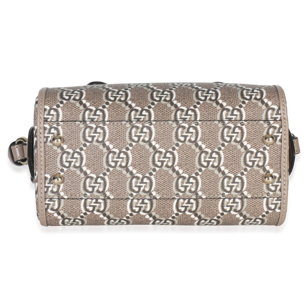 Gucci Taupe GG Shadow Monogram Super Mini Ophidia Bowler Bag