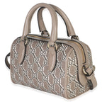 Gucci Taupe GG Shadow Monogram Super Mini Ophidia Bowler Bag