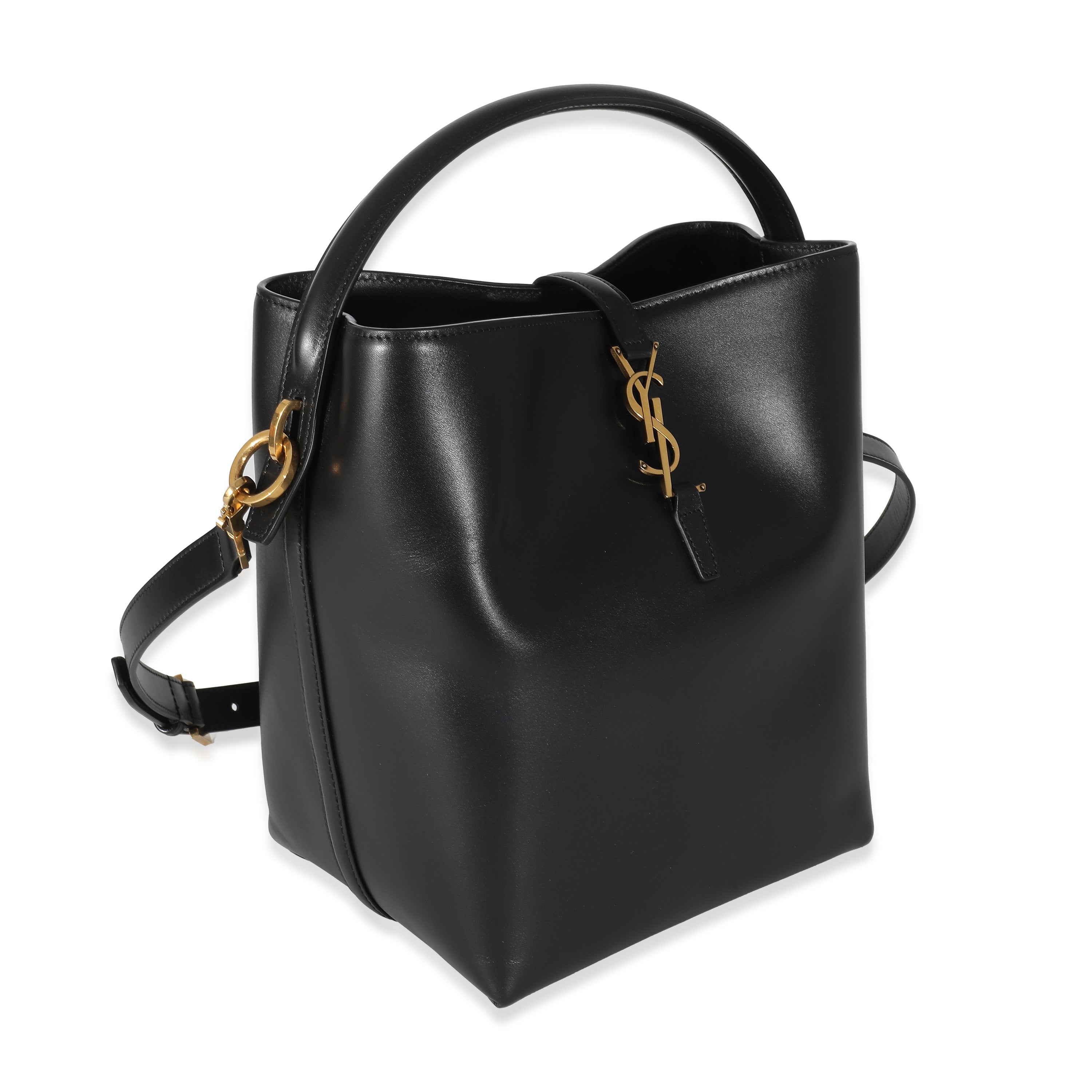 Saint Laurent Black Shiny Calfskin Small Le 37 Bucket Bag