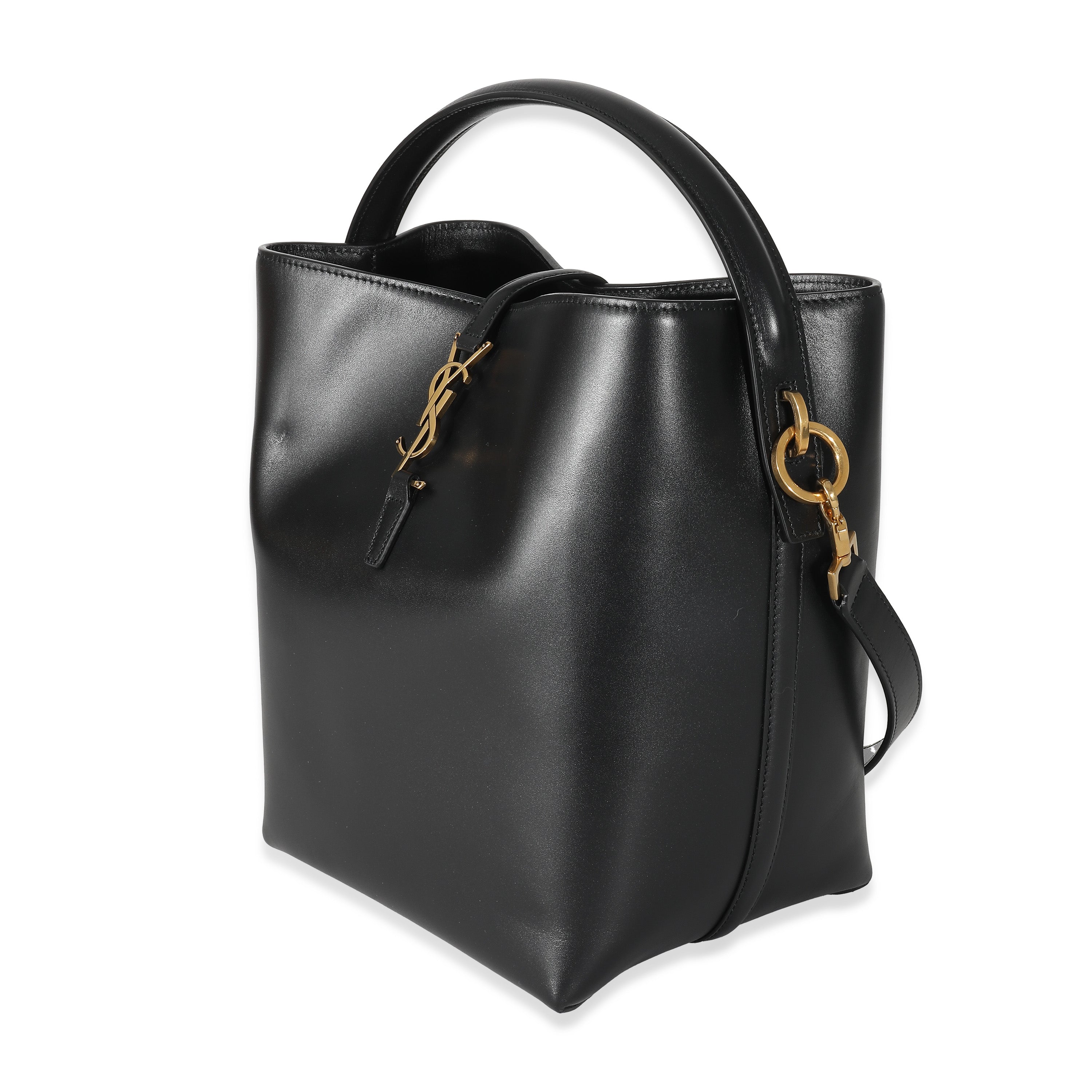 Saint Laurent Black Shiny Calfskin Small Le 37 Bucket Bag